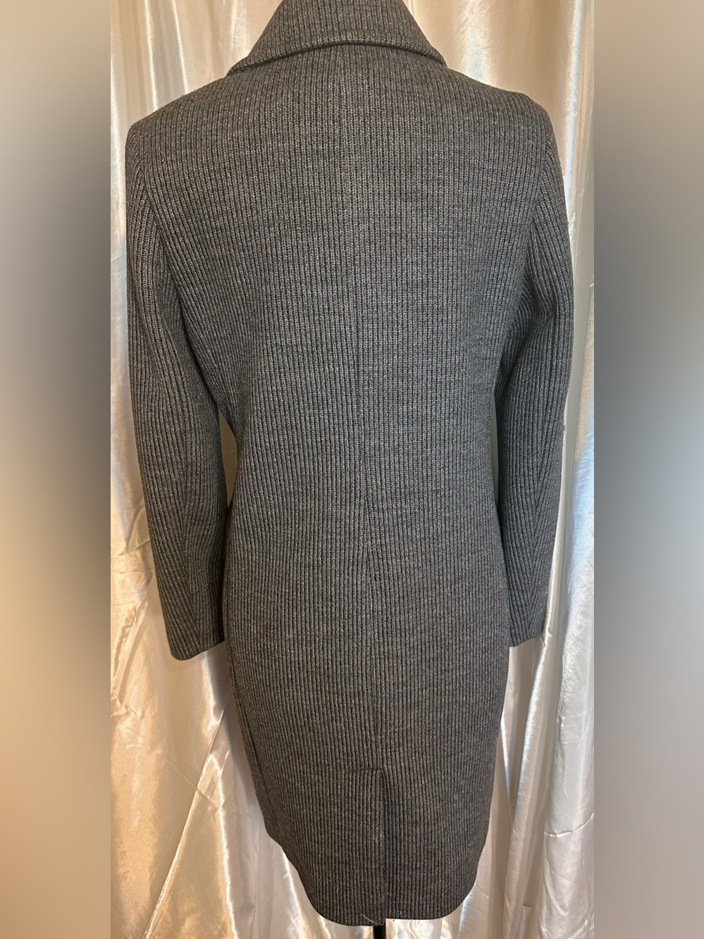 Express Gray Ribbed Double-Breasted Blazer Coat - Picture 2 of 5